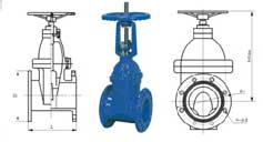 Z45X-10、Z45X-16型彈性座封手動閘閥外形結(jié)構(gòu)尺寸圖